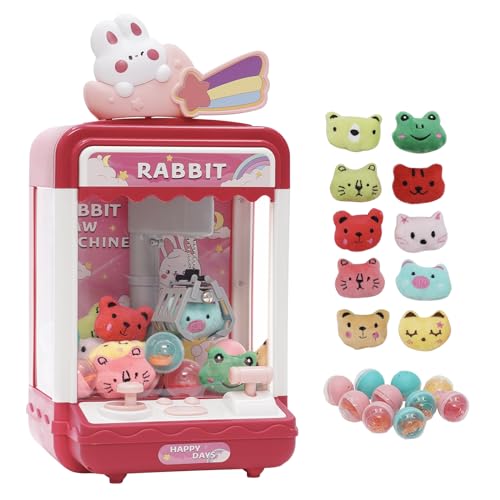 Mini Greifmaschine Candy Doll Gachapon Grabber Süßigkeiten Greifautomat mit Münzschiebe und Greifarm Automat Stofftiere Claw Machine Kinder(rosarot)