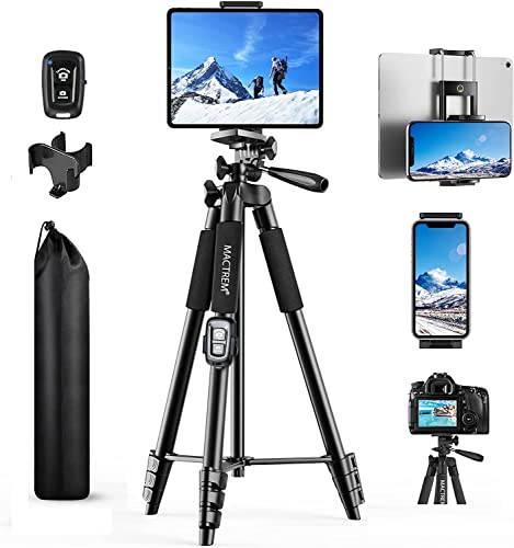 Handy Stativ, 2024 Upgrade 165cm / 65' Kamera Stativ für Smartphone iPad, 360° Drehung Tragbar Tripod mit Fernauslöser Kompatibel für Tablet, Alle Handy, iPhone, Samsung, Camera, Gopro