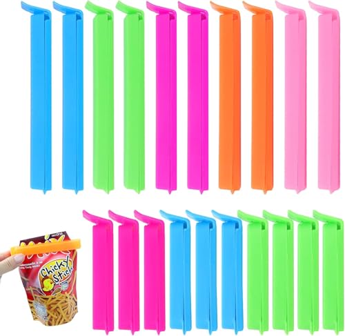 Redamancy 20 Stück Verschlussclips, Länge 7.5/11cm Lebensmittel Clips, Mehrere Farben Clips für tüten, Verschlussklammern Clips für Versiegeln Gefrierbeutel, Snacks, Nüsse, Kaffee