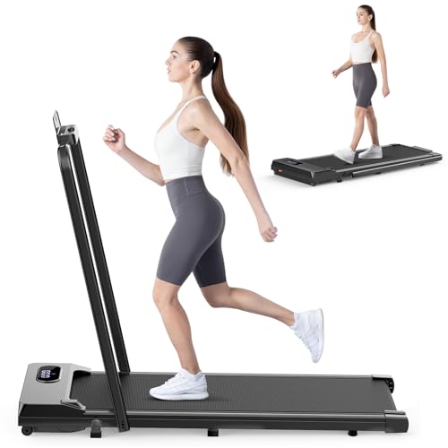 HomeFitnessCode Laufband Walking Pad Klappbar- Laufpad für Zuhause Gehband mit Griffstange unter Schreibtisch Band Treadmill für Zuhause, Schwarz