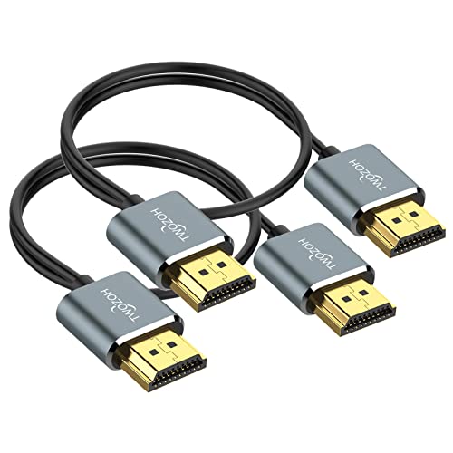 Twozoh Flexibles und Schlankes HDMI Kabel 1M 2 Stück, Ultradünnes HDMI Kabel unterstützt High Speed 4K@60Hz 18Gbps 2160P/1080P