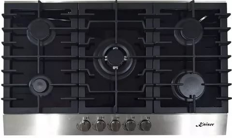 Kaiser KCG 9386 Gaskochfeld 90 cm Autark, Schwarzes Glas, 5 Hochwertige Brenner, 3,8 kW Wok, Einbau Glaskeramik, Erdgas/Propangas