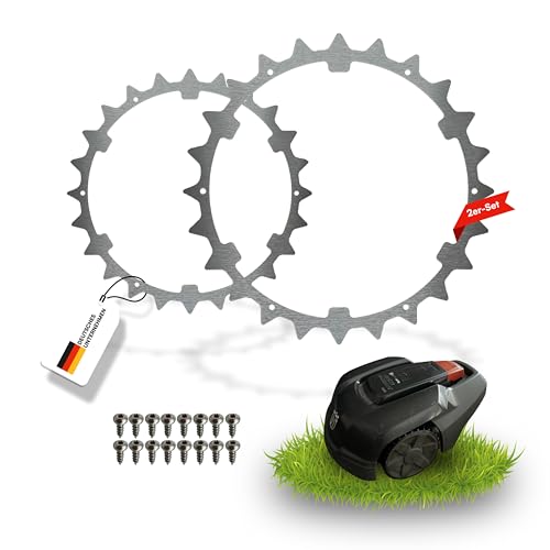 LADSPRINT® Edelstahl Spikes passend für Gardena R40Li R50Li/Husqvarna 305 308 (bis 2015) uvm. | Inkl. 16x Edelstahl Schrauben | Entgratet | Traktionsverbesserung für Mähroboter | Extra viele Zacken