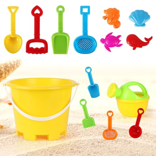 LUFEIS Sandspielzeug Set, 14PCS Strandspielzeug für Kinder, Sandkasten Set, Sanspielzeugset, mit Eimer, Schaufel, Sandformen, Gießkanne, Sandkasten Spielzeug für ab 1 Jahre Mädchen Junge