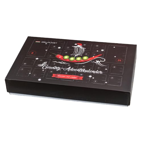 Gewürz Adventskalender 24 Gewürzmischungen gefüllt mit BBQ Grill und Pfannen Gewürzen