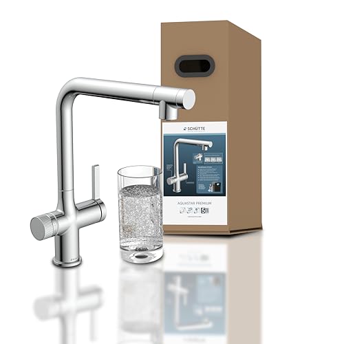 SCHÜTTE 99900 AQUASTAR PREMIUM Sprudelwasser-Spültischarmatur mit Kühl- und Filtersystem, 3 Wege Küchenarmatur, Osmose Wasserhahn, Küchenarmatur mit Wasserfilter gegen Kalkrückstände und Schwermetalle