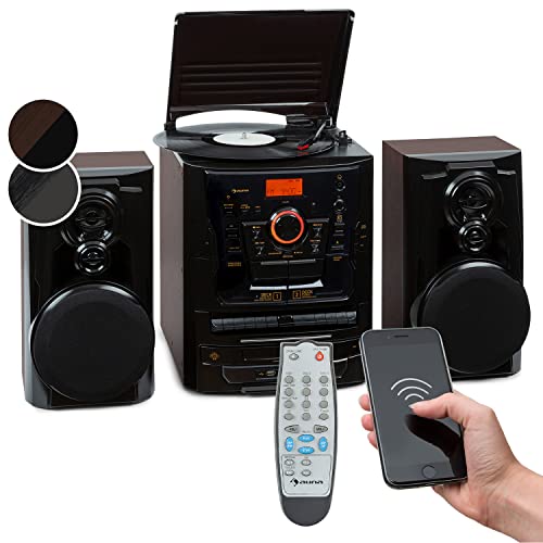 Auna Plattenspieler für Schallplatten, USB Plattenspieler mit Lautsprecher und CD-Player, Schallplattenspieler im Retro-Design, DAB Audio Record Player, Moderner Vinyl Player, Plattenspieler Turntable