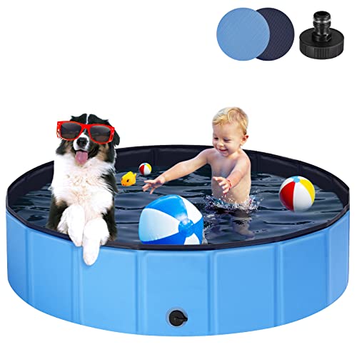 Ezilif Hundepool für Große & Kleine Hunde, Faltbare Hunde Pool rutschfest, 160 x 30cm Schwimmbecken für Hunde Verdickt PVC, Planschbecken Hund Verschleißfest, Hundebadewanne Swimmingpool