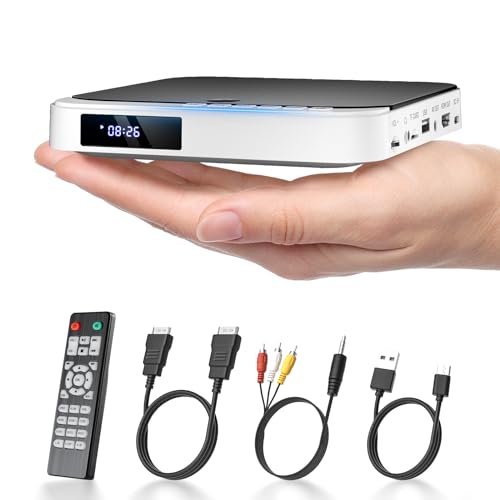 Desobry Mini-DVD-Player HDMI kompakter DVD-Player für alle Regionen Kleiner Breakpoint-Speicher unterstützt USB integriertes PAL/NTSC und Fernbedienung
