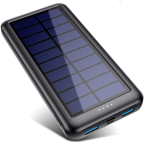 Feob Solar Powerbank 26800mAh, [2024 Upgrade Steuerungs-IC] Solar Ladegerät 2 USB Aufladen Externer Akku Handy Ladegerät Camping Outdoor Kompatibel mit iPhone 15/14/13 Pro Max, Samsung, Huawei etc
