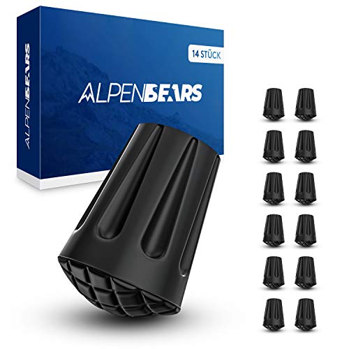 Wanderstöcke Aufsätze [14 Stück] Profi Wanderstock Aufsatz Set für alle gängigen Wanderstöcke & Nordic-Walking Stöcke - Gummipuffer Pads für Trekkingstöcke - Asphalt - Kies & Gebirge (Asphalt)