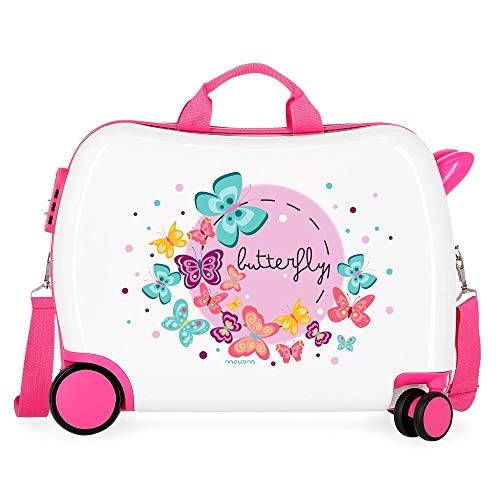 Movom Happy Time Kinder-Koffer Mehrfarbig 50x38x20 cms Hartschalen ABS Kombinationsschloss 34L 2,1Kgs 4 Räder Handgepäck, Butterfly