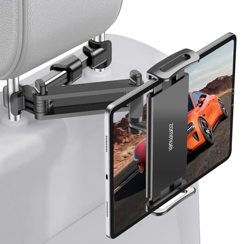 Zommuei Tablet Halterung Auto, Tablethalterungen Auto - Ausziehbare KFZ Kopfstützenhalterung Tablet Halter Kopfstütze für iPad iPhone/Samsung Tab/Kindle Fire HD/Nintendo Switch usw. 4,4-14 Zoll Geräte