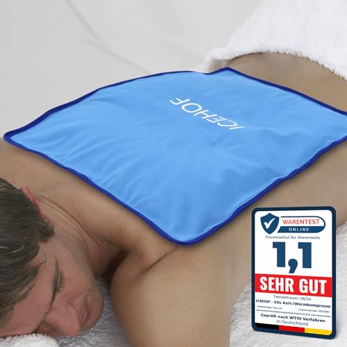 ICEHOF Kühlpads XXL Gel Kühlkissen Groß - Kuschelweich, Kühlakku Kühlpack Ice Pack Kältekompresse Eisbeutel Kühlbeutel Gelkissen Coolpack - 38 x 28 cm Kühlkompresse