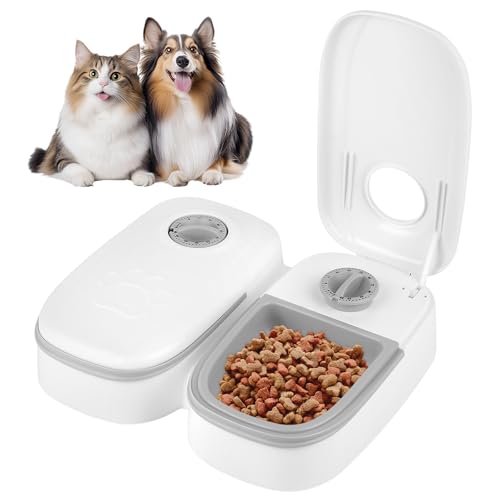 DAJASD Futterautomat Katze, 700ML Automatischer Futterspender mit 48 Stunden Timer, rutschfeste Nassfutterautomat für Katzen, Futterautomat Hund, Katzenfutter Automat für Katzen und kleine Hunde
