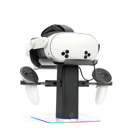 Growalleter Ladestation-Dock für Oculus/Meta Quest 3S/Quest 3/Quest 2/Quest Pro Zubehör, LED-RGB-Licht, vertikaler Ladeständer und Controller-Halter – nur Laden für VR-Headset (Schwarz)