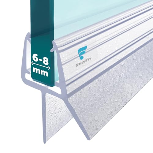 shinfly Duschtürdichtung, Duschlippe-100% Wasserdicht, Dichtung Dusche Glastür von 6-8 mm, Duschdichtungen für Duschtüren(1x 80cm), Gerade PVC-Ersatzdichtung für Duschtüren, für 12mm Spalt