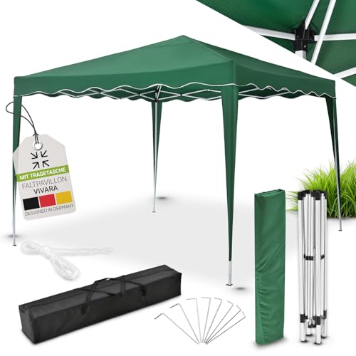 Juskys Faltpavillon Vivara 3x3 m - Pop-up Pavillon höhenverstellbar, UV50+ & wasserabweisend - Gartenzelt mit Tasche - Partyzelt für Garten - Grün