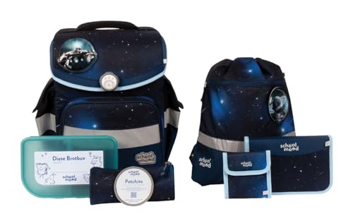SCHOOL-MOOD Ranzen Set 7teilig Timeless Air+ MORITZ WELTALL dunkelblau - ONESIZE