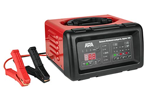 APA 16623 Batterie-Ladegerät Werkstatt Digital, mit Starthilfe, Ladeerhaltungsfunktion, 20A Rot, Schwarz