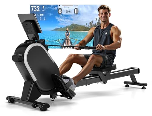 2025 Neu Rudergerät für Zuhause, CHAOKE Magnetisches Rudergerät, App-Kompatibel, Rowing Machine mit 16 Widerstandsstufen und Dual-Slide-Rail, Leicht zu Montieren, Belastbar bis 160KG