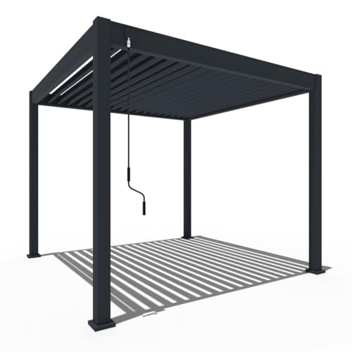 WEIDE - Classic Terrassenüberdachung freistehend mit einstellbarem Stahl-Lamellendach I Pfosten aus Voll-Aluminium I Robustes Terassenüberdach I wasserdicht (Anthrazit, 3 x 3 M)