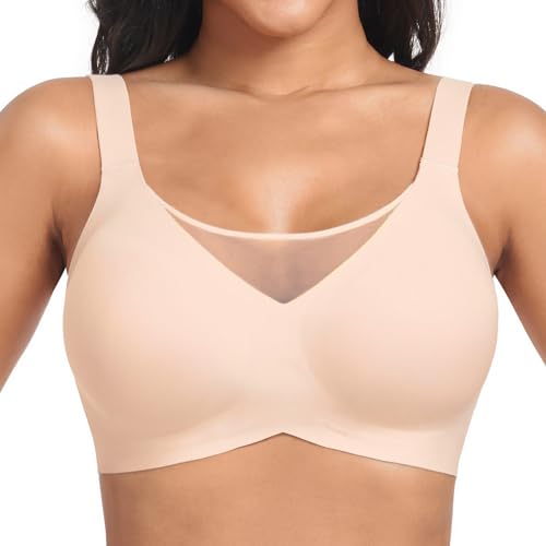 OXYIBRAS Modisch Mesh BH Damen Ohne Bügel Nahtloser BH Atmungsaktiv Bralette Damen Minimizer BHS T Shirt Schlaf BH Mit ZusäTzlicher BH-VerläNgerung BGM