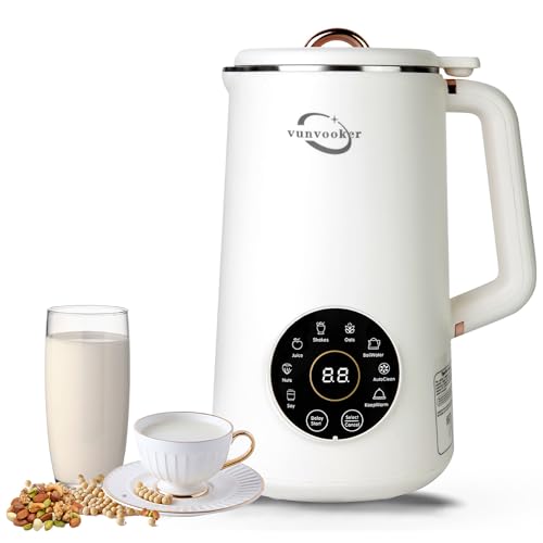 Automatischer Nussmilchbereiter,Sojamilch Hersteller,1000ML hausgemachte Mandel-, Hafer-, Soja-, Pflanzenmilch und milchfreie Getränke, Mandelmilchbereiter mit Verzögerungsstart/Warmhalten/Wasserkoche