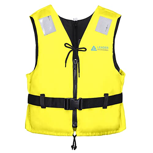 Leader International Schwimmhilfe Erwachsene, Festtoffweste ideal für den Wassersport, Auftriebshilfe bis zu 40N(Gelb S: 30-50kg)