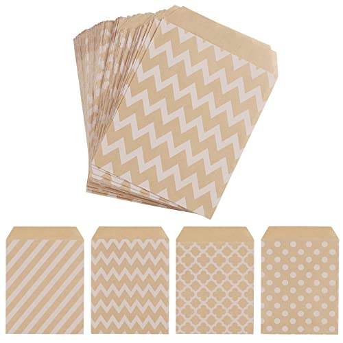 100er Pack Kraftpapier Bonbontüten, Comius Sharp Candy Cookie Favor Popcorn Gebäck Snacks Buffet Lebensmittelverpackungen, 4 ohne Wachsschicht Beutel Süßes Partyzubehör 13 x 18 CM