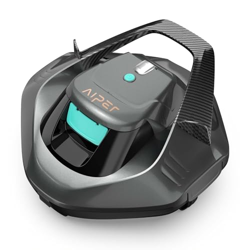 AIPER Poolroboter, Kabellos Poolsauger Akku, Bodensauger mit 90 Min Laufzeit, Automatisches Parken, Dual-Antriebsmotoren & LED-Anzeigen, Ideal für Flachem Boden Pool bis zu 80 m²