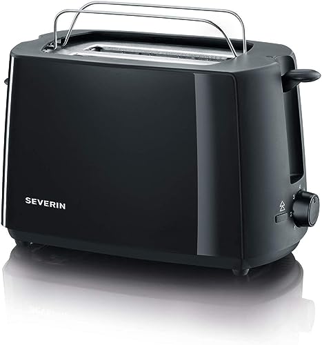 SEVERIN Automatik-Toaster, Toaster mit Brötchenaufsatz, hochwertiger Toaster mit Krümelschublade und 700 W Leistung, schwarz, AT 2287