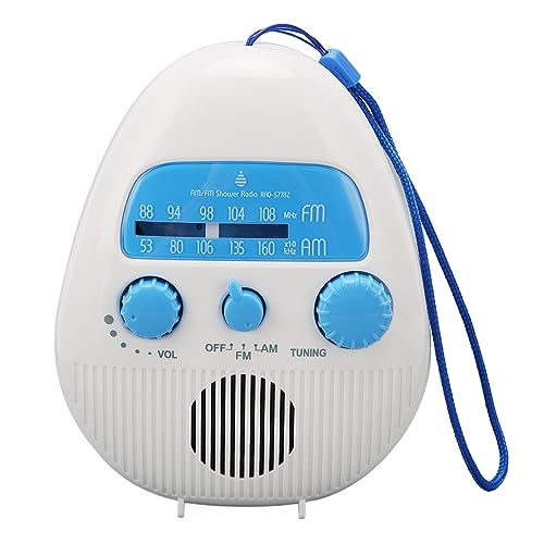 Tragbares Duschradio, batteriebetriebenes AM FM Radio, wasserdichtes Badezimmerradio mit eingebautem Lautsprecher, Lautstärke einstellbar, Audio Lautsprecher für Badezimmer Draußen