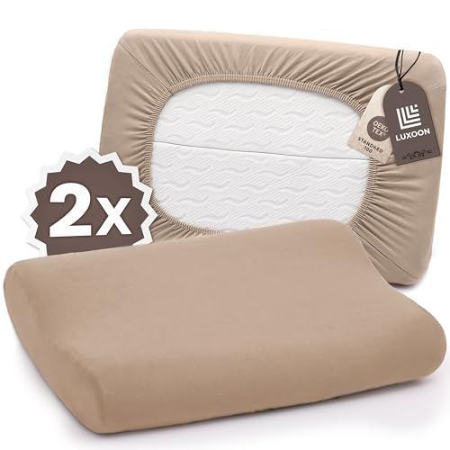 Luxoon Kissenbezug für Gesundheitskissen – 95% Baumwolle / 5% Elasthan, Atmungsaktiv und Hautfreundlich, Waschbar, Für Komfort und Hygiene 2er Pack 30-45 x 50-65 cm, Sand