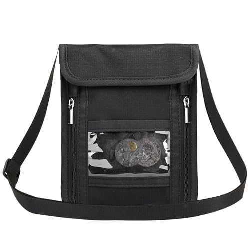 1 PCS Brustbeutel Hochwertige Anti-Diebstahl Reisegeldbeutel Robust und Langlebig Brustbeutel Herren Kompakt und Tragbar Brusttasche Herren für Passport Kreditkarten Smartphone Münzen Geld (Schwarz)
