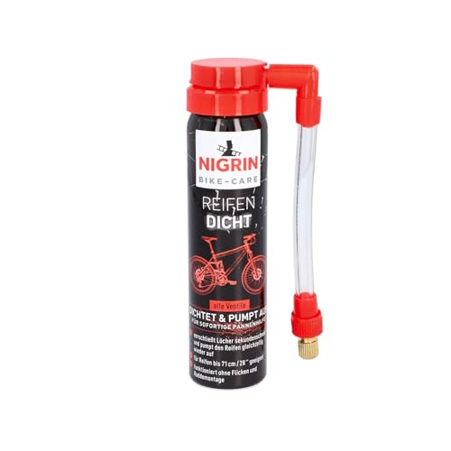 NIGRIN Fahrrad Reifendicht, sofortige Pannenhilfe, geeignet für alle gängingen Ventile, 75 ml