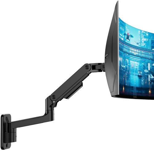 ARES WING Monitor Wandhalterung für 17-49 Zoll LED/LCD/TV Bildschirm bis 20 kg, Heavy Duty Monitor Halterung Wand für 1 Bildschirm, Monitor Arm Wall Mount mit Höhenverstellbar, VESA 75/100,Schwarz