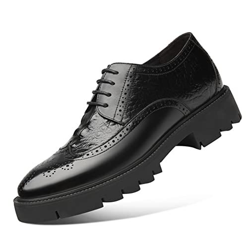 TUMAHE Unsichtbare Höhe Der Männer, Die Aufzug-Schuhe, Leichte Leder-Höhere Oxfords Lace-Up Formale Hochzeitsschuhe Erhöht,Black 10cm,42 EU