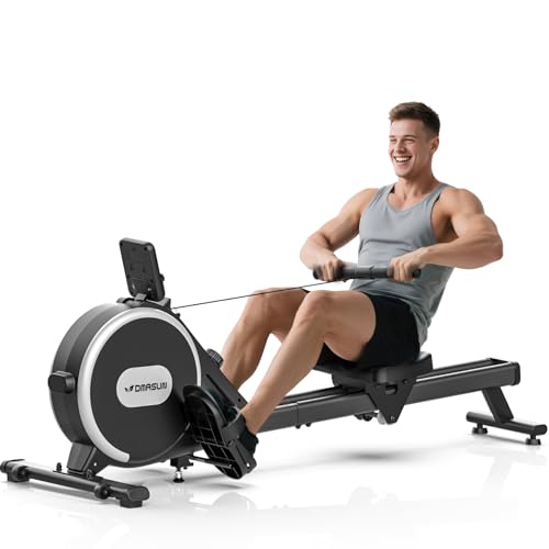 DMASUN Rudergerät für Zuhause, Magnetisches Rudergerät mit Upgrade Doppel-Slide-Rails, APP-Verbindung, 16 Widerstandsstufen, LCD-Datenanzeige, ideal für Cardio-Training, Belastbar bis 160kg