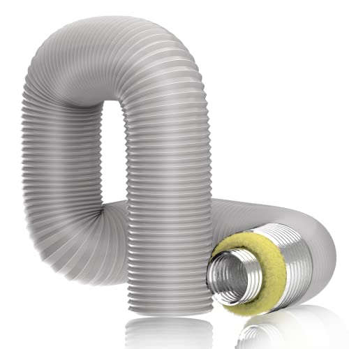 Hon&Guan 100 mm Lüftungsschlauch Schallgedämmter Wärmeisolierung Alu Flexrohr Lüftungsschlauch für Klimaanlage, Rohrventilator Länge 2,5 m (ø100 mm*2,5 m)