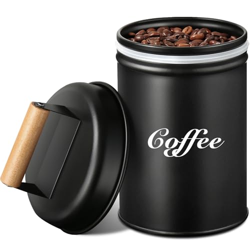 gmisun Kaffeedose, 1L / 33 fl oz Vorratsdosen schwarz luftdicht, Kaffeebehälter für Kaffeebohnen, gemahlenen Kaffee, Kaffeekapseln, Kaffeepads, Kaffee Aufbewahrung, Kaffee Dose für kaffeebar