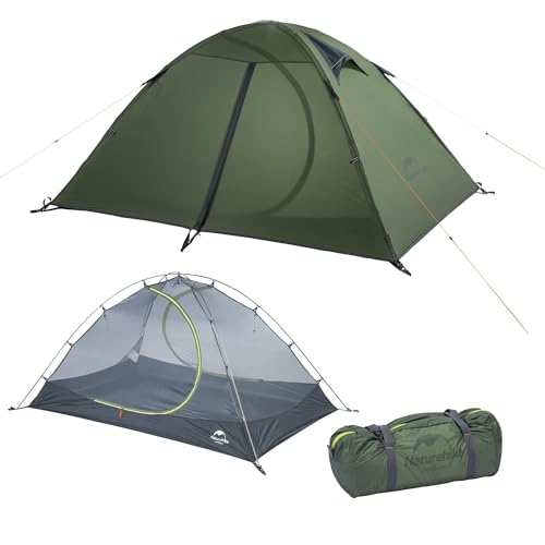 Naturehike Ultraleichtes Zelt für 1–2 Personen Kompaktes Kuppelzelt für 3–4 Jahreszeiten Tragbare Camping- und Wanderzelte Schneller Aufbau Wind- und regensicher Zweiseitige Türöffnung