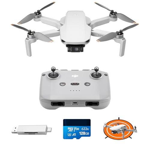 DJI Mini 4K Bundle, Drohne mit 4K UHD Kamera, unter 249 g, 3-Achsen Gimbal Stabilisierung, 10 km Videoübertragung, autom. Rückkehr, Windwiderstand, 1 Akku für 31 min Flugzeit