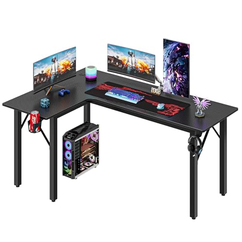 Dripex Gaming Tisch L Form Eckschreibtisch Gaming Schreibtisch L-förmiger Computertisch für Büro, Schlafraum, Schwarz 145x100x76 cm (L Form Links)
