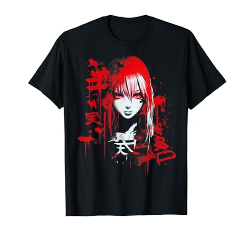 Anime Goth Girl Ästhetische Dunkel Pastell Edgy Manga T-Shirt