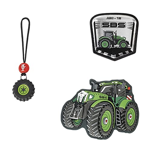 Step by Step Magic Mags Green Tractor Fred“, 3-teilig, 2 Magnet-Applikationen und 1 Anhänger, als Ergänzung für den Schulranzen oder Vorschulrucksack, für Jungen