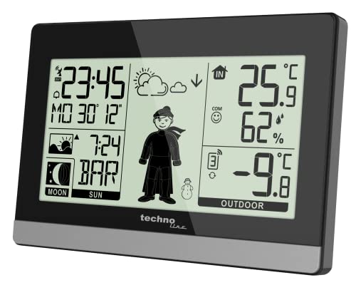 Technoline WS9612 moderne Wetterstation, schwarz