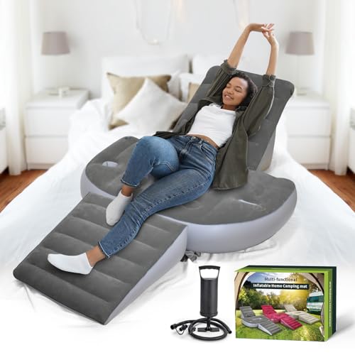 Set mit 3 aufblasbaren Kissen – BBL Bett mit Loch zur Linderung von Rücken- und Beinschmerzen – verstellbare Kissen für Reflux von Säure, Gerd, Schlafen, Sitzen (Grau)