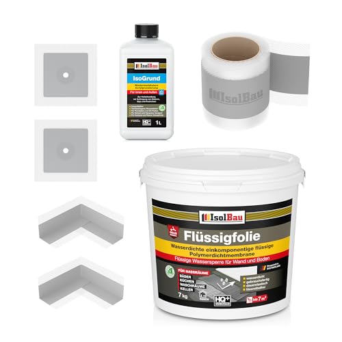 Isolbau Dicht-set 7 kg Dichtset Duschabdichtung Bad Dusche Abdichtung Flüssigfolie Dichtfolie Dichtband Innenecken Wandmanschetten Isogrund Bad Küche Dichtmasse ISO