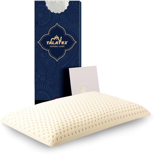 Talatex Natural Latex Flaches Kopfkissen,Ultra-Schlank-Kissen Für Bauchschläfer, Dünnes Latex-Kissen Hilft Bei Der Druckentlastung, Perfektes Paket